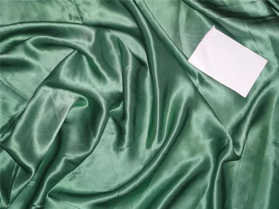 100% PURE SILK SATIN FABRIC 100 GRAMS GOBLIN GREEN COLOR 44&quot; wide