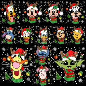 12 Christmas Cartoon Snow V2 Designs Bundle PNG