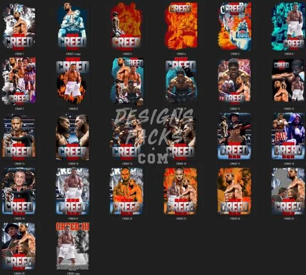 26 Boxer Movie Designs Bundle PNG