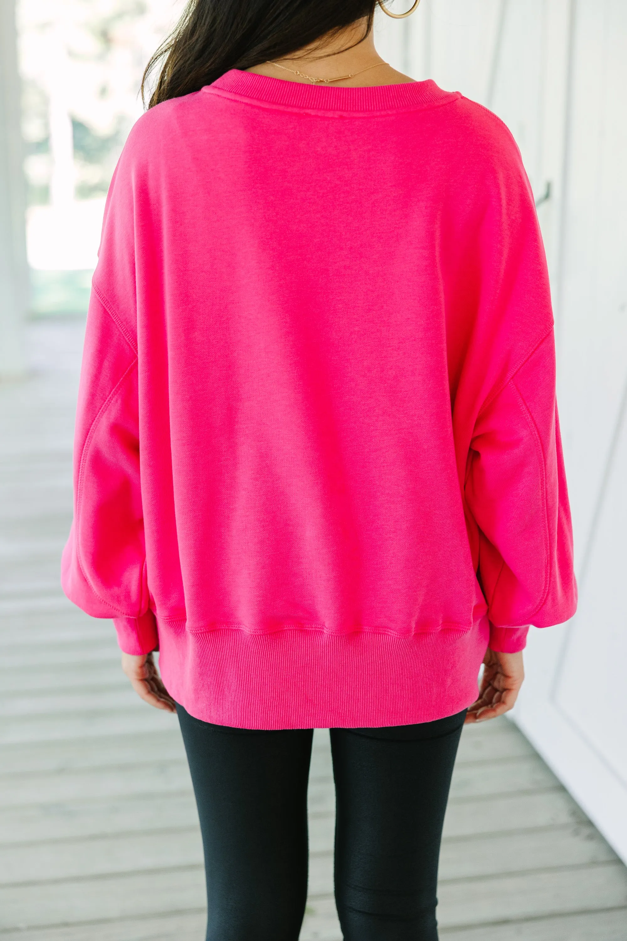 All The Facts Fuchsia Pink Pullover