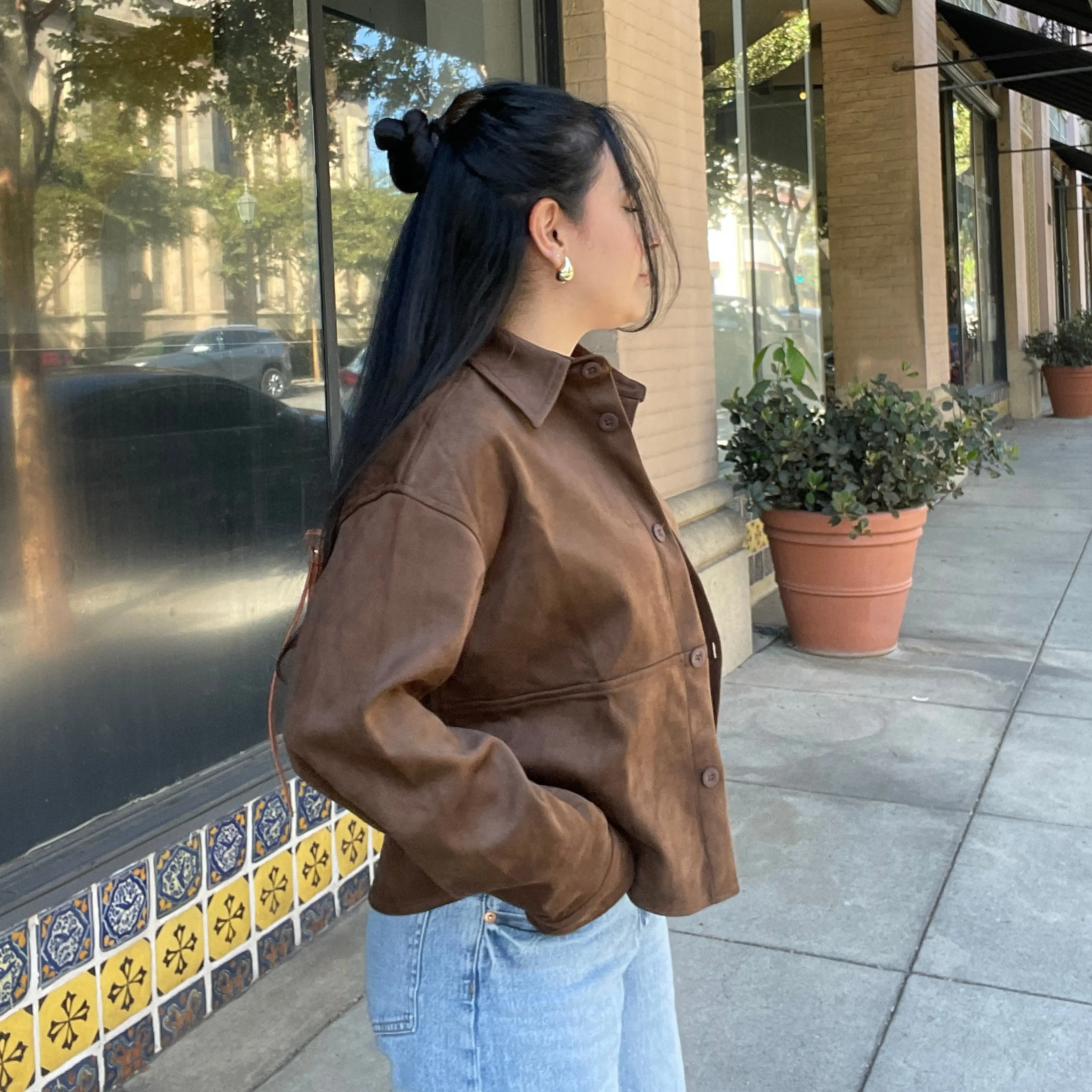 Avaah Faux Suede Cropped Jacket