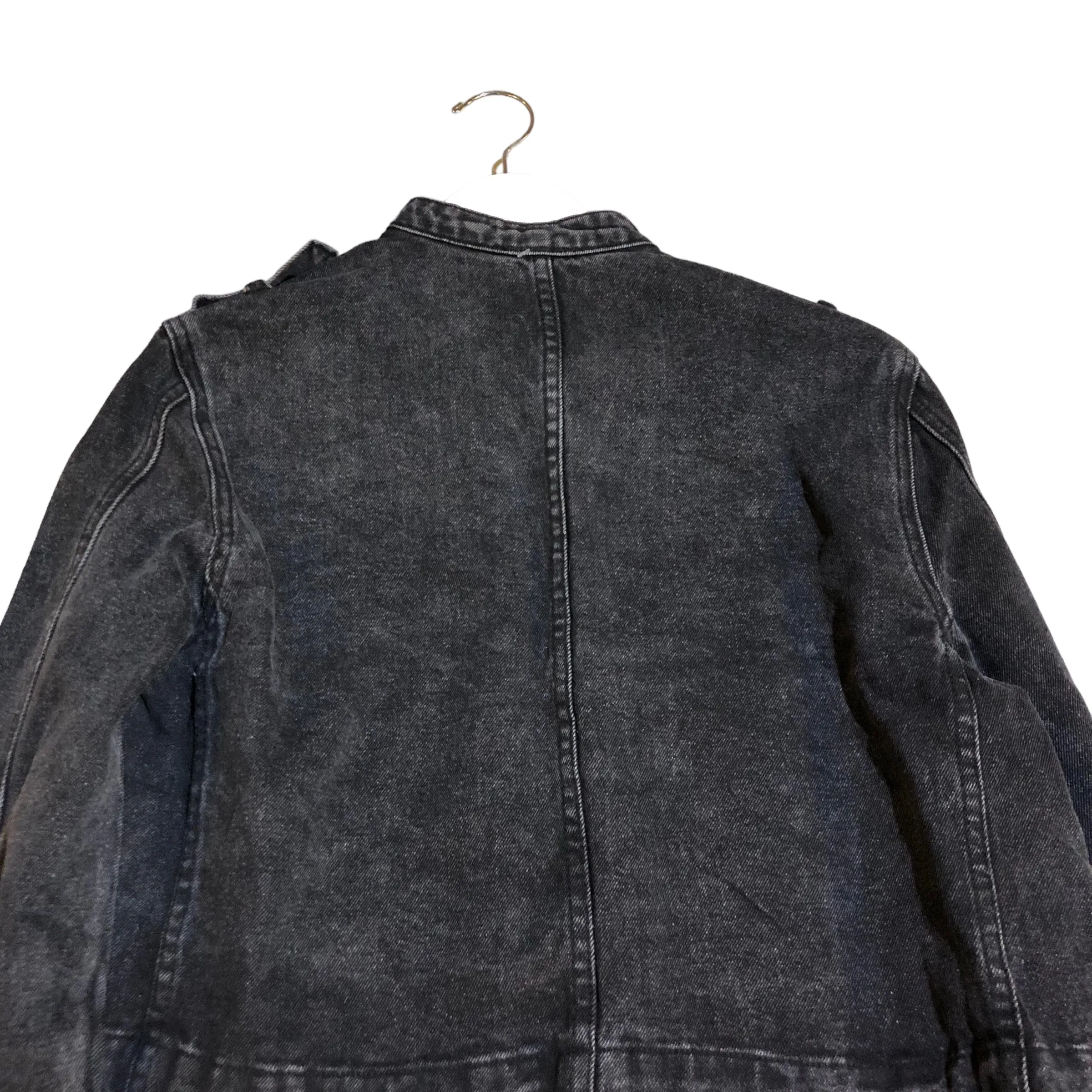 BACK IN STOCK Black Acid Denim crop Jacket