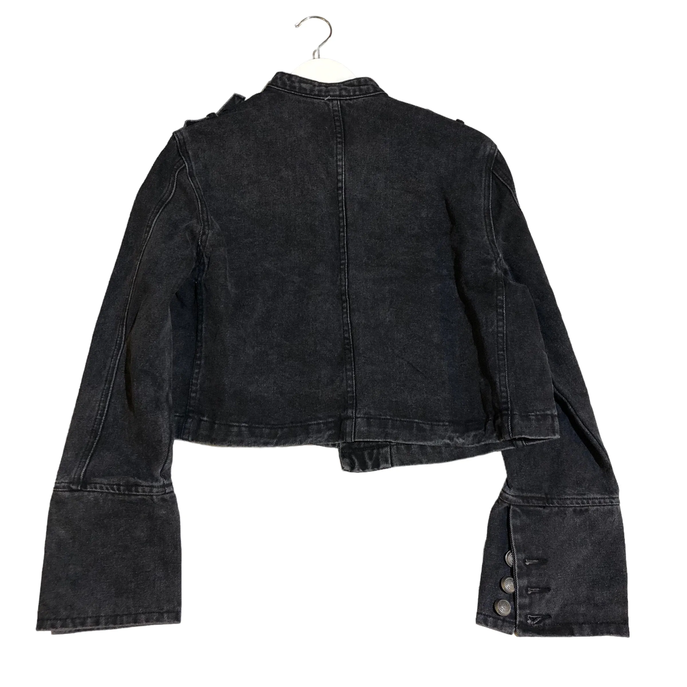 BACK IN STOCK Black Acid Denim crop Jacket