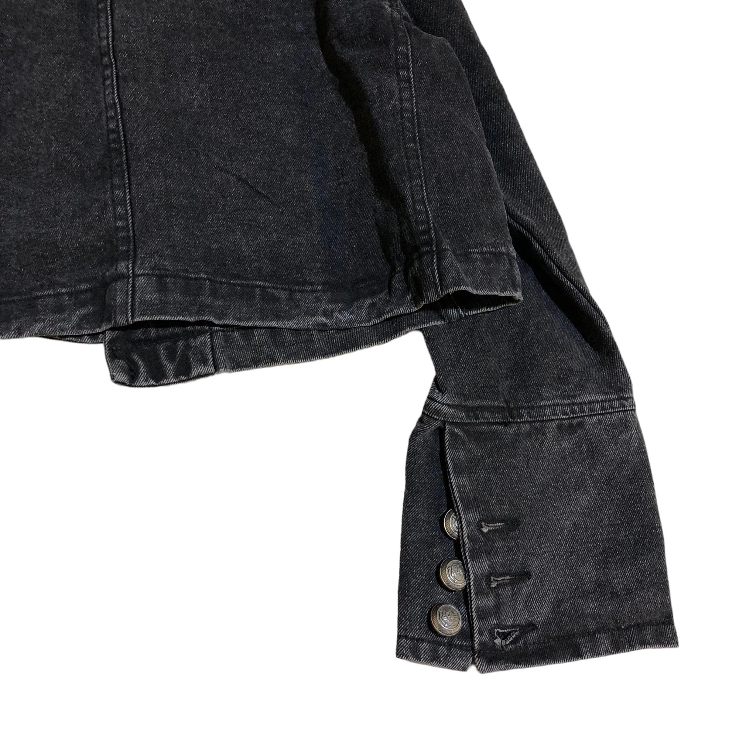 BACK IN STOCK Black Acid Denim crop Jacket