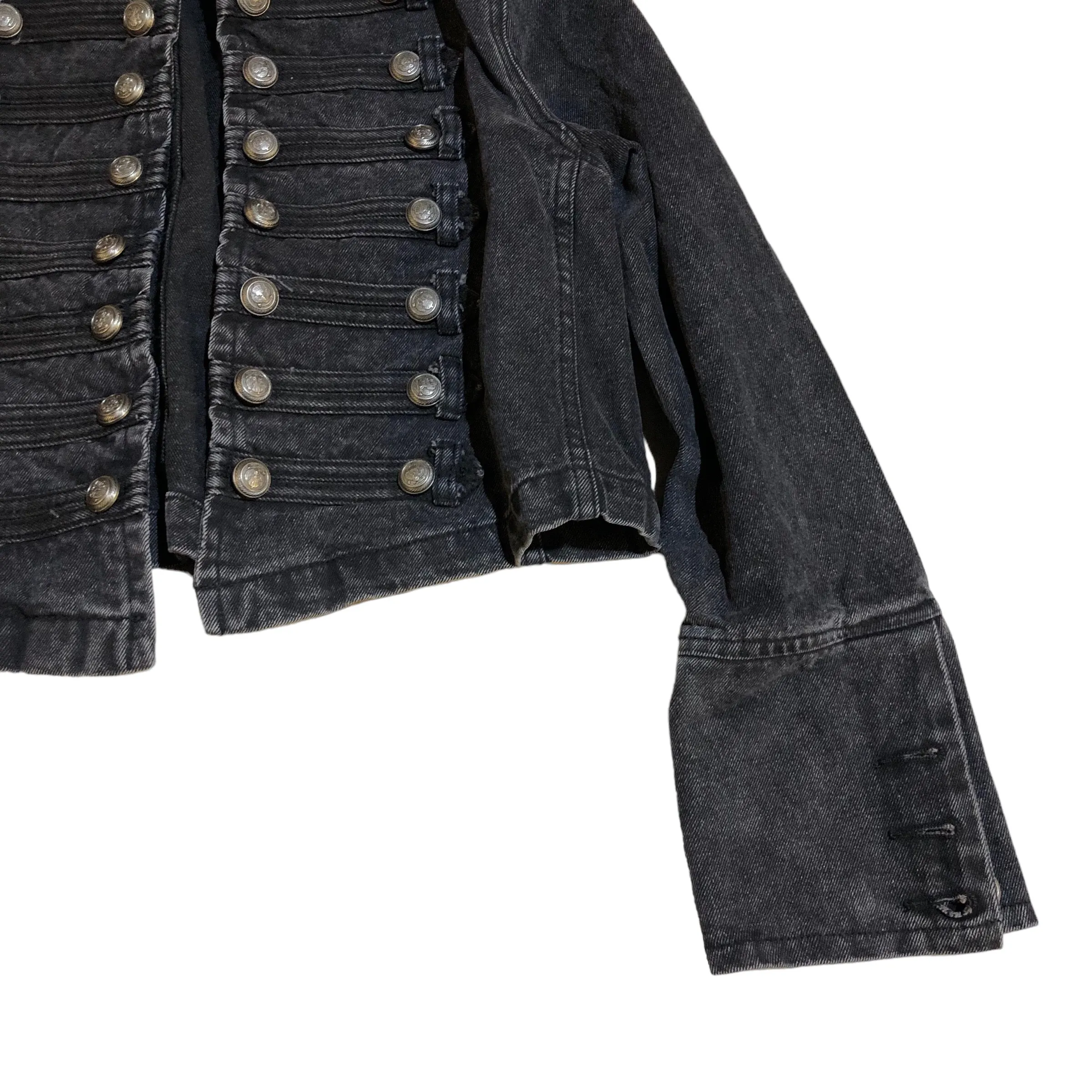 BACK IN STOCK Black Acid Denim crop Jacket