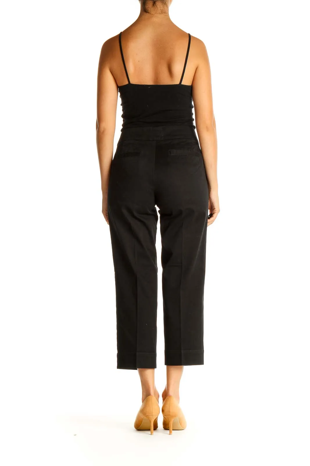 Black Solid All Day Wear Capri Pants