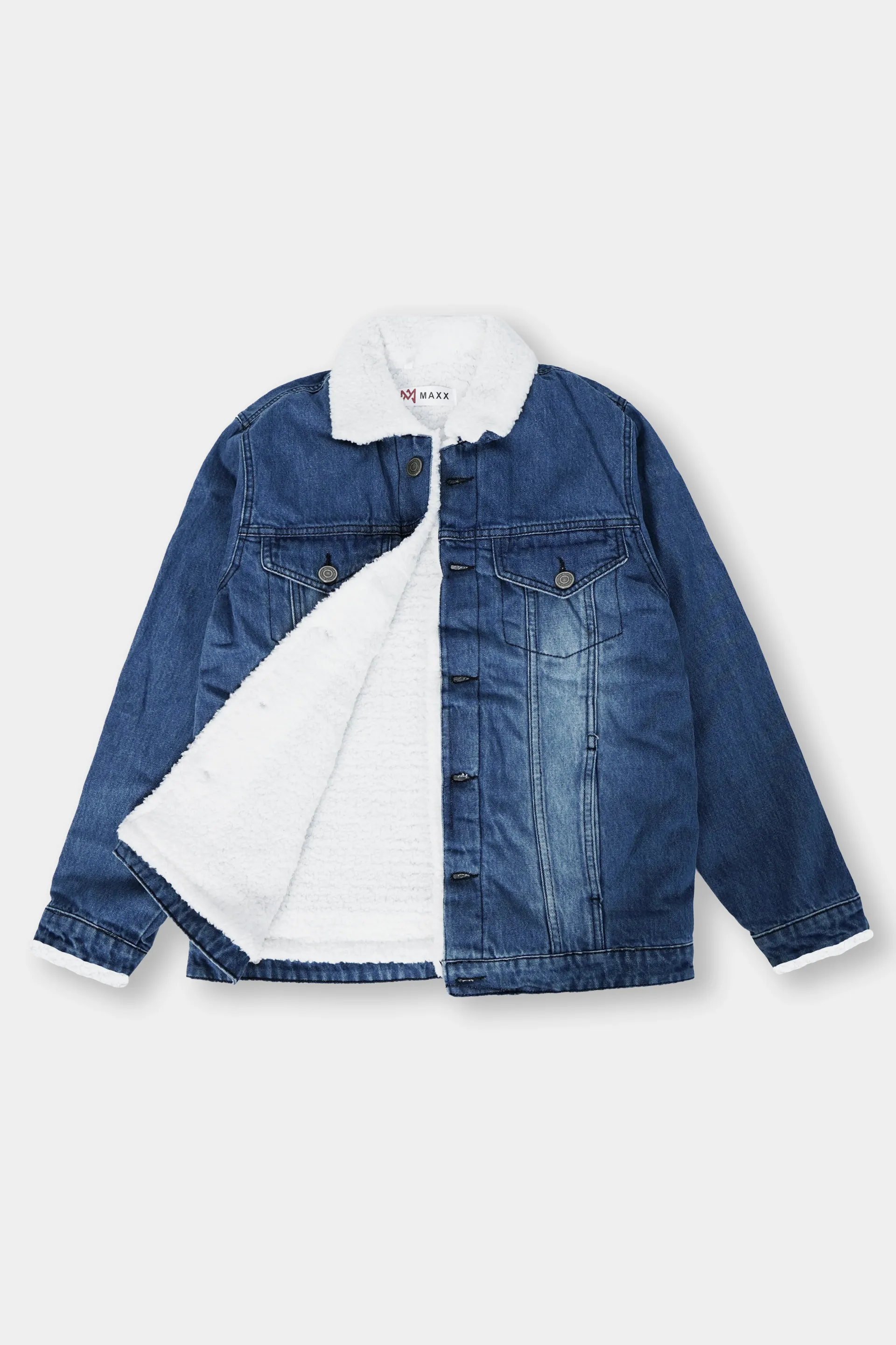 Blue Denim Jacket with White Sherpa Lining