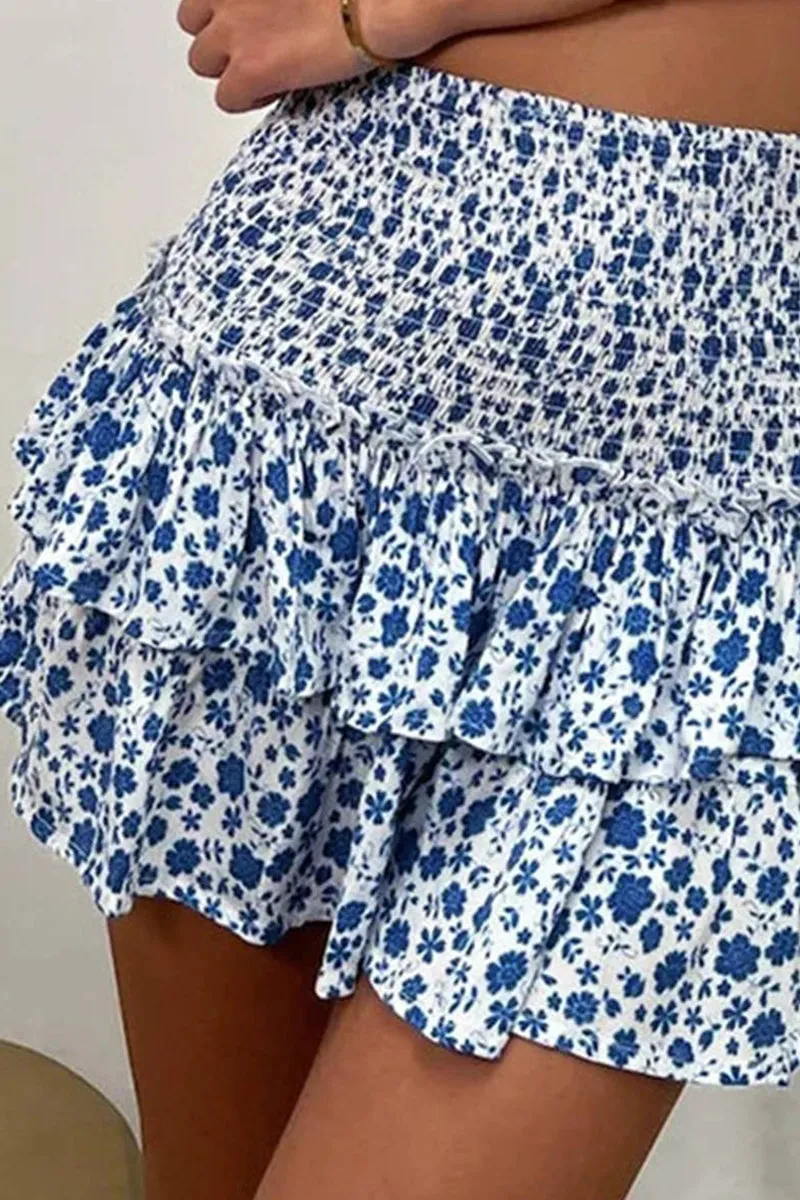 Bohemian short skirt with floral ruffled edges_CWBSS0166