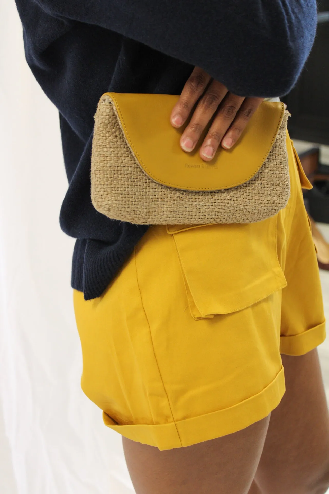 Bold Yellow Shorts With Tie Waist Belt by Adriana Contreras