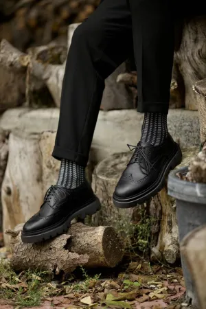 Brabion Marco Leather Black Oxford Shoes