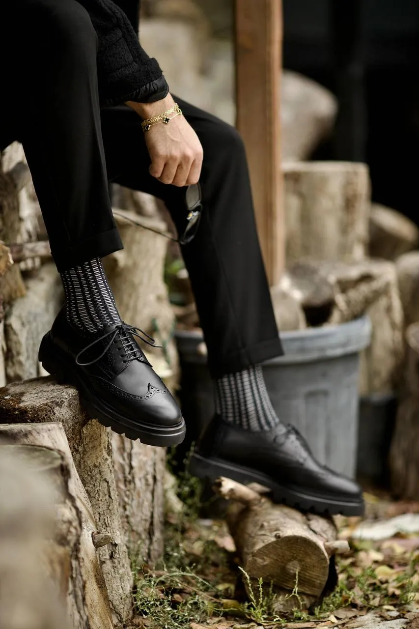 Brabion Marco Leather Black Oxford Shoes