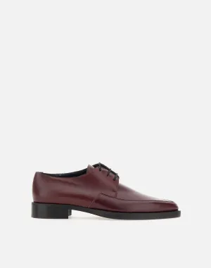 Burgundy Leather Oxford Shoes for Women