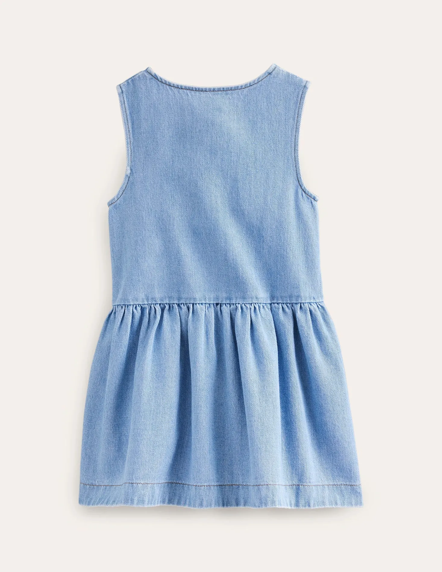 Button Pinafore Dress-Mid Vintage Chambray