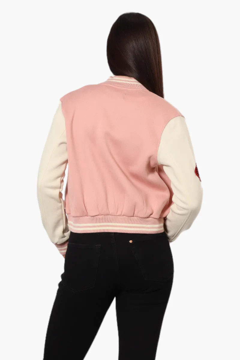 Canada Weather Gear Contrast Sleeve Varsity Lightweight Jacket - Pink