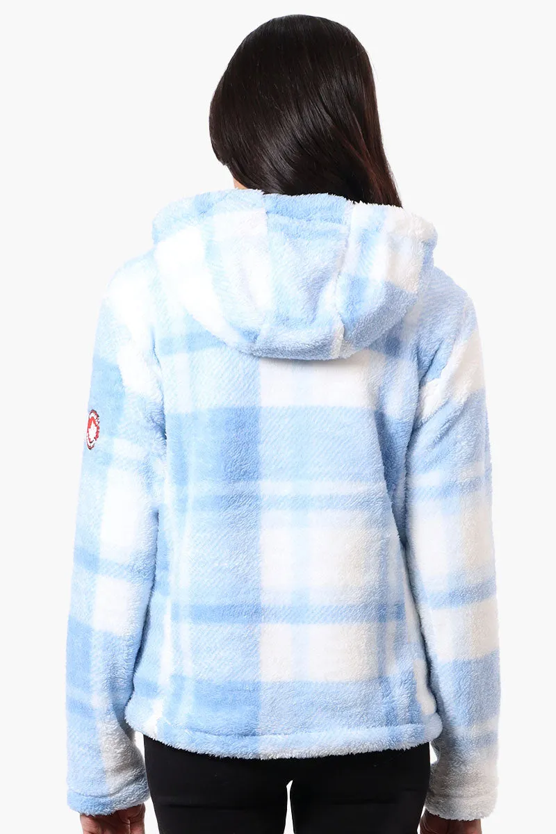 Canada Weather Gear Plush Plaid Hooded Lightweight Jacket - Blue