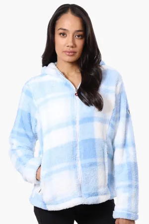 Canada Weather Gear Plush Plaid Hooded Lightweight Jacket - Blue