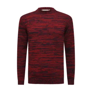 Cashmere Sweater Melange Crew Neck Red Navy Chaux