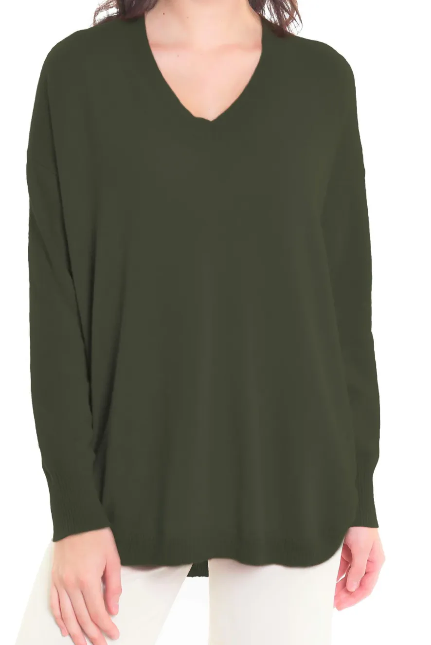 CASHMERE V NECK LONG SLEEVE TUNIC