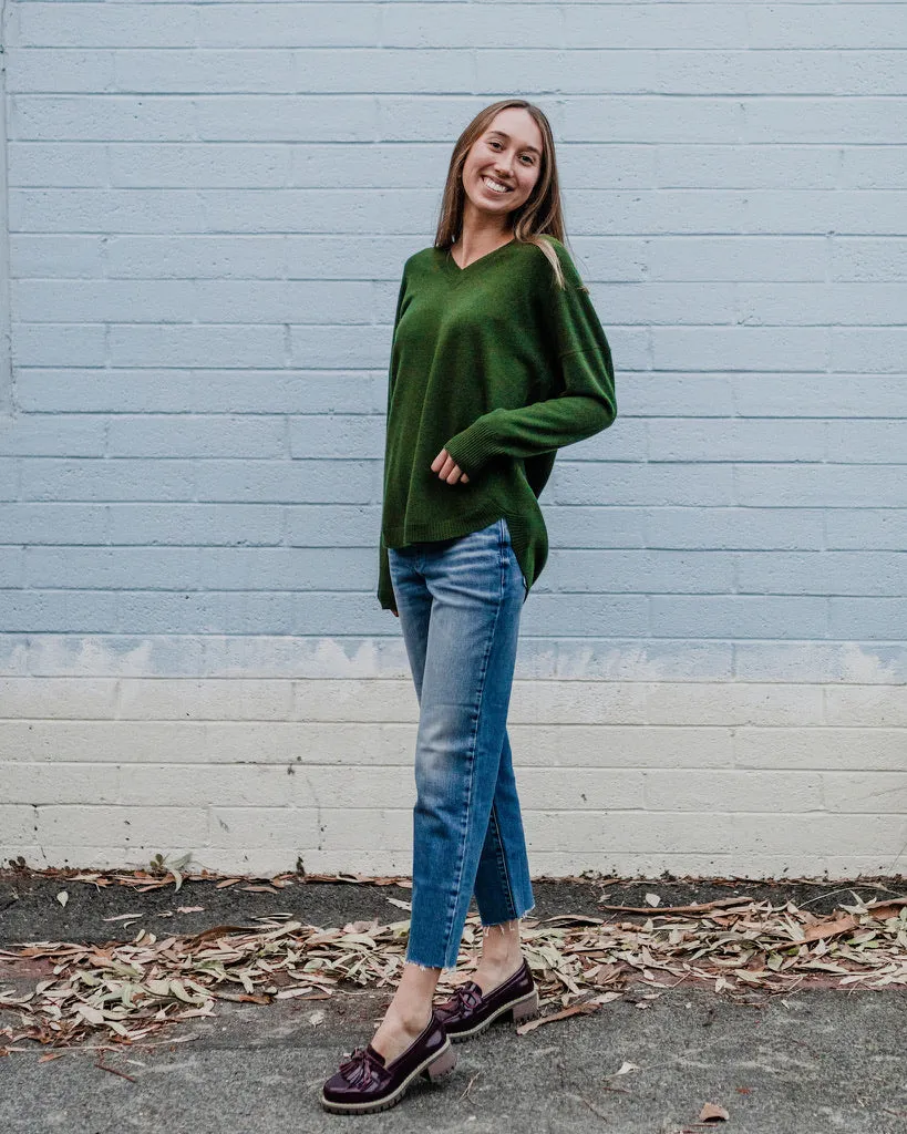 CASHMERE V NECK LONG SLEEVE TUNIC