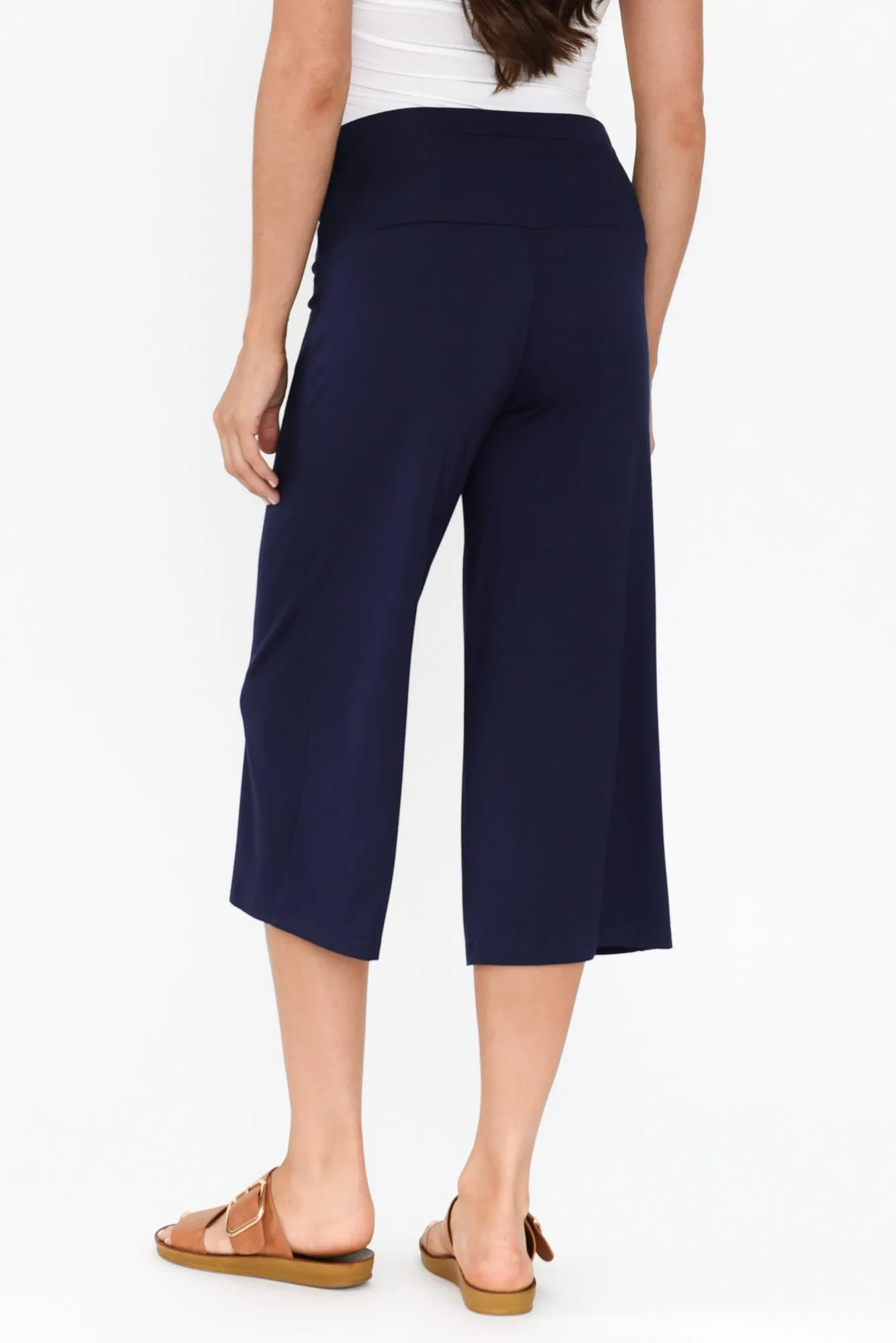 Cassie Navy Bamboo Cropped Pants