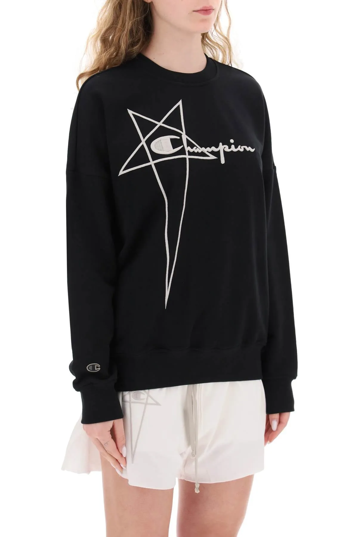 'champion x rick owens' crew-neck sweatshirt with logo embroidery