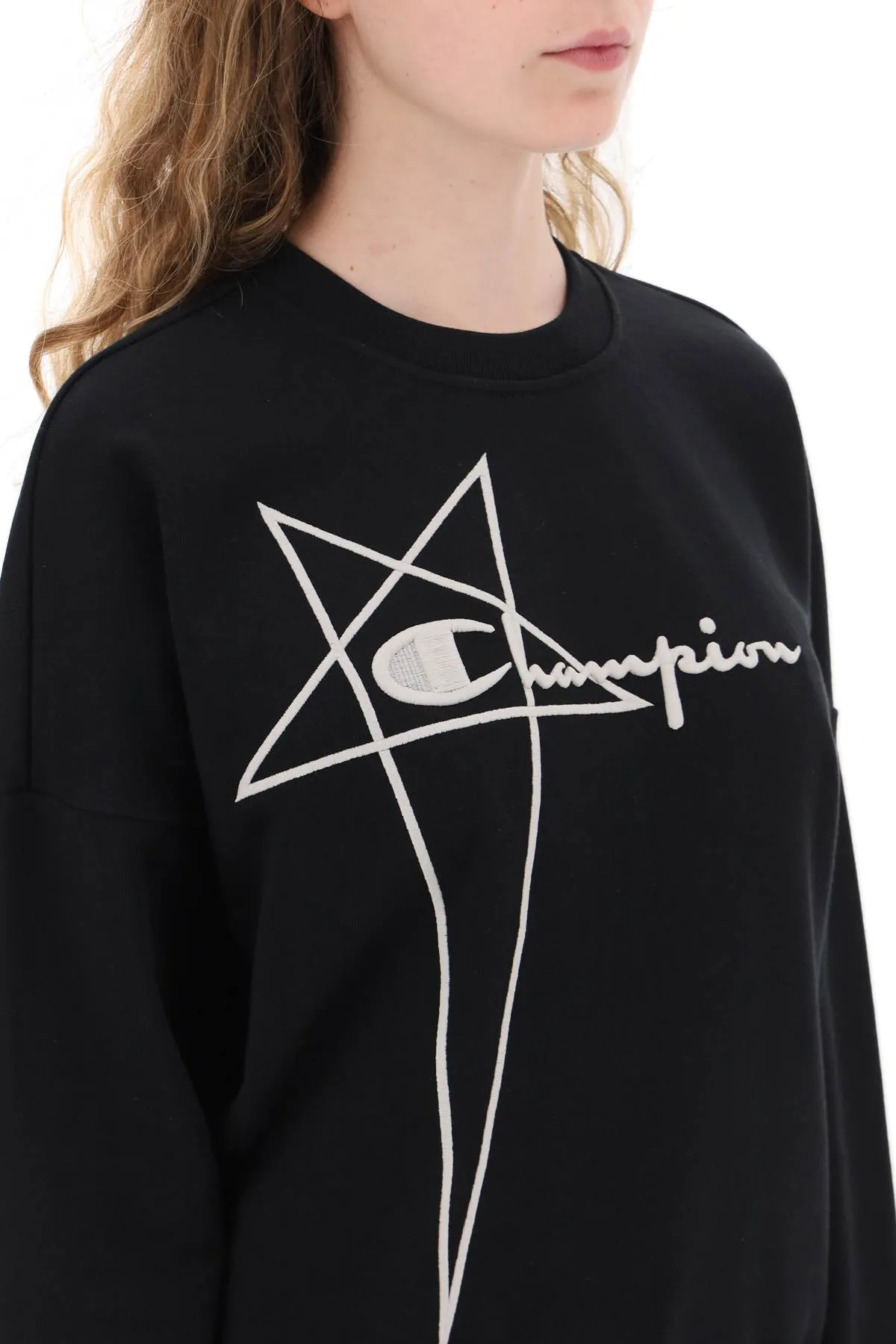 'champion x rick owens' crew-neck sweatshirt with logo embroidery