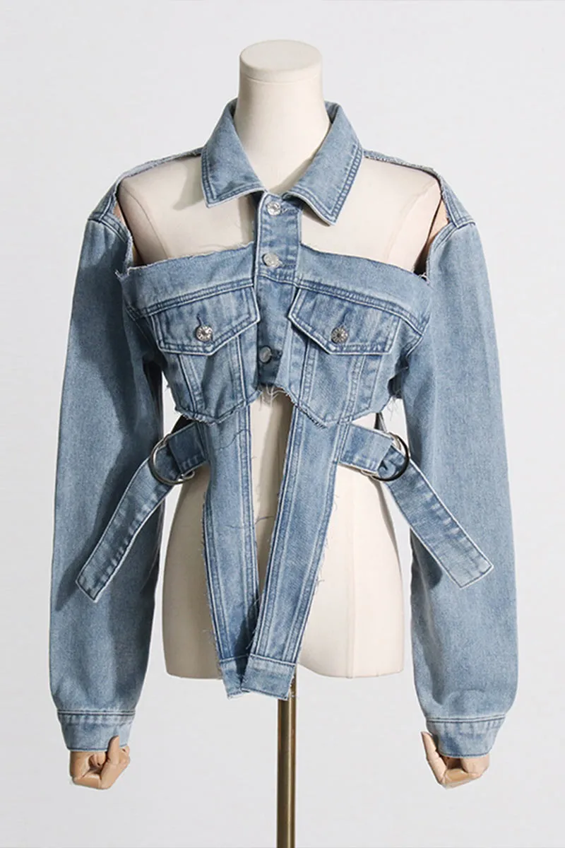 CL0212 Cutout Denim Jacket