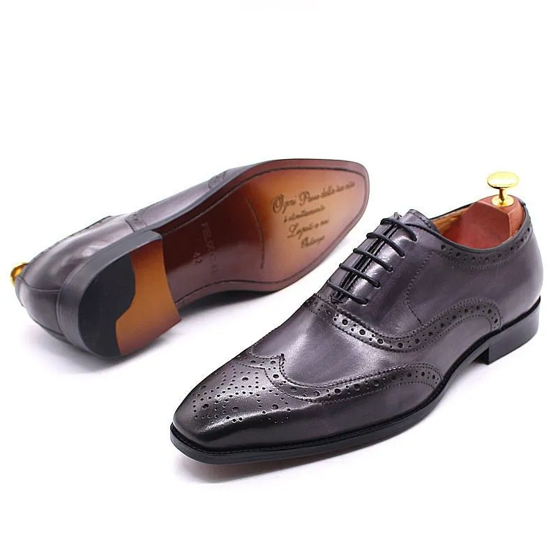 Classic Wingtip Oxford Shoes for Men - 4 Rich Colors