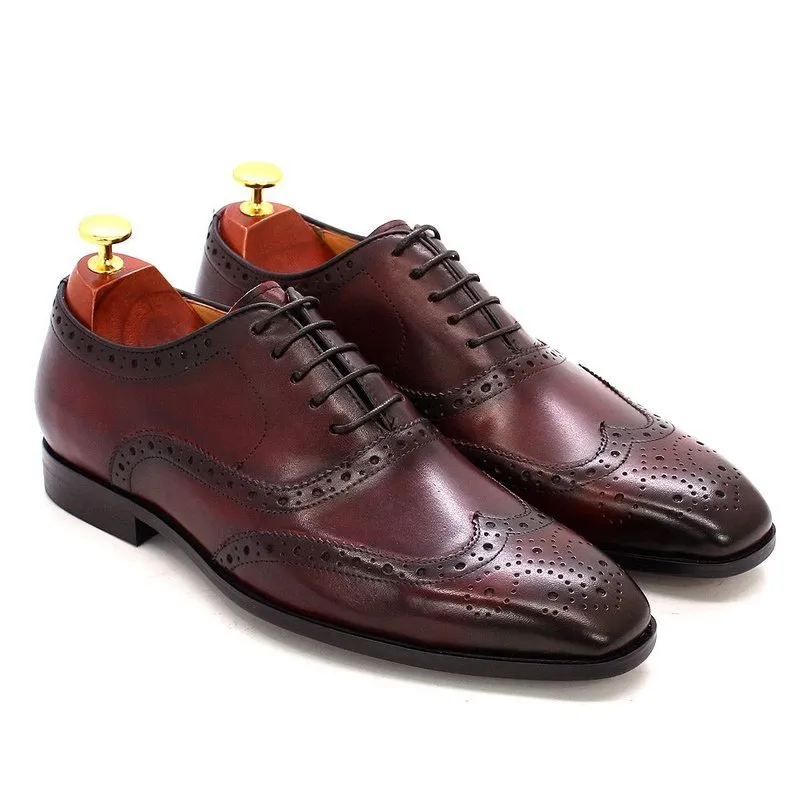 Classic Wingtip Oxford Shoes for Men - 4 Rich Colors