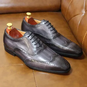 Classic Wingtip Oxford Shoes for Men - 4 Rich Colors