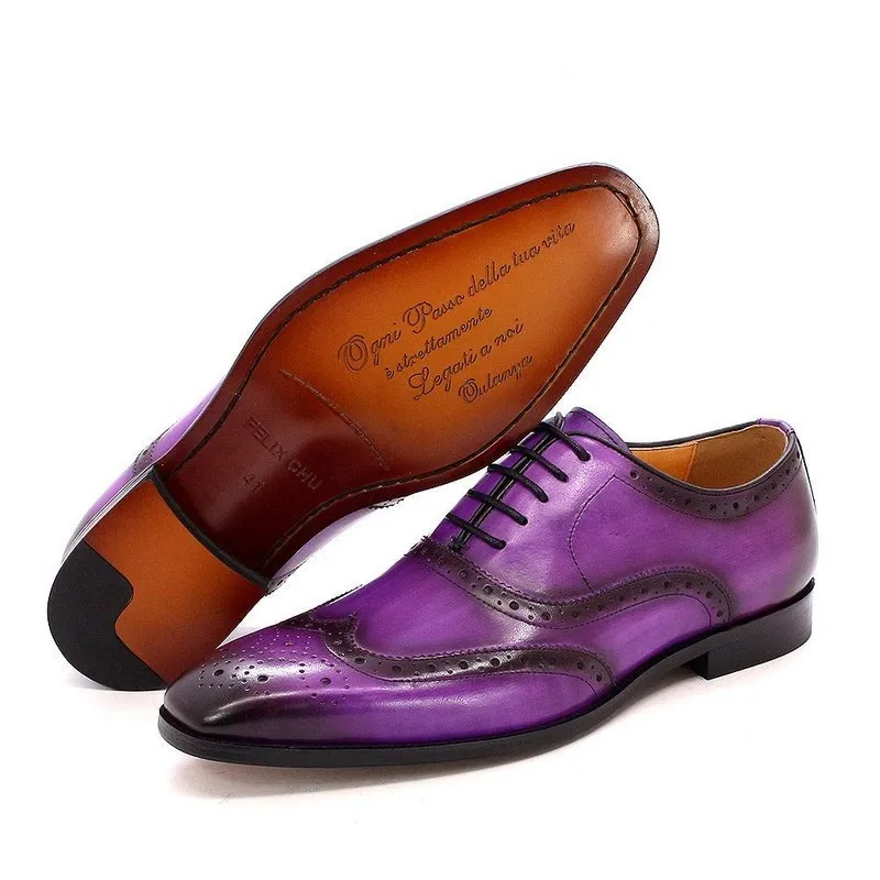 Classic Wingtip Oxford Shoes for Men - 4 Rich Colors