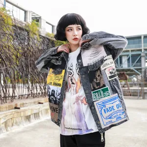 Comic Denim Jacket Women's Clothing Fall Denim Jacket Women's Loose