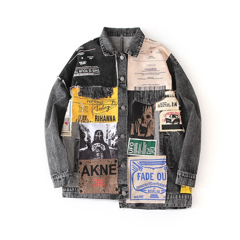 Comic Denim Jacket Women's Clothing Fall Denim Jacket Women's Loose