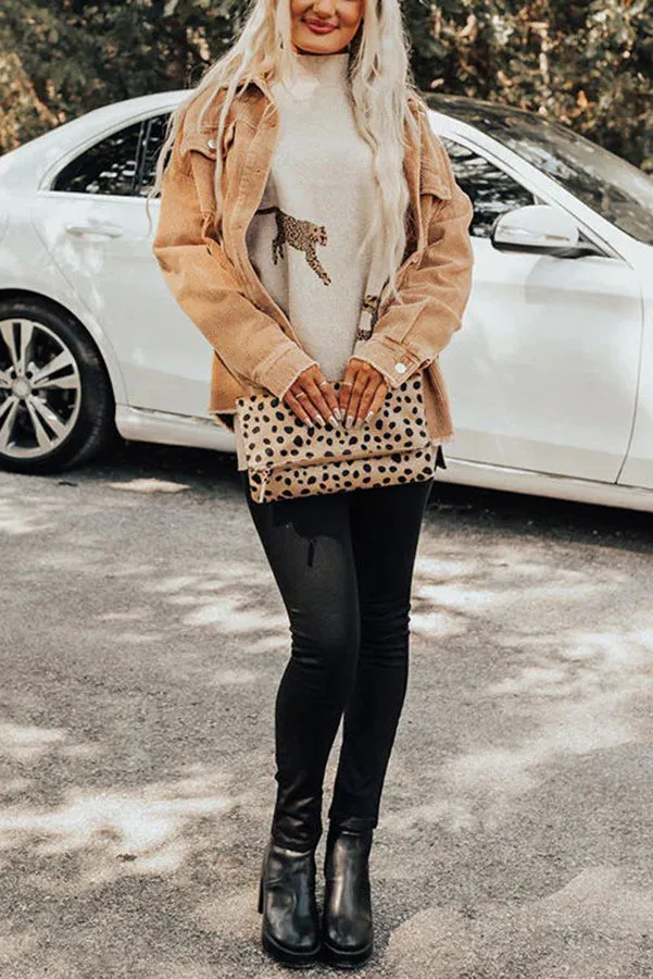 Cozy and Kind Leopard Slit Relaxed Sweatshirt