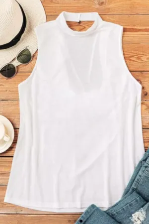 Criss Cross Open Back 
Casual Tank White