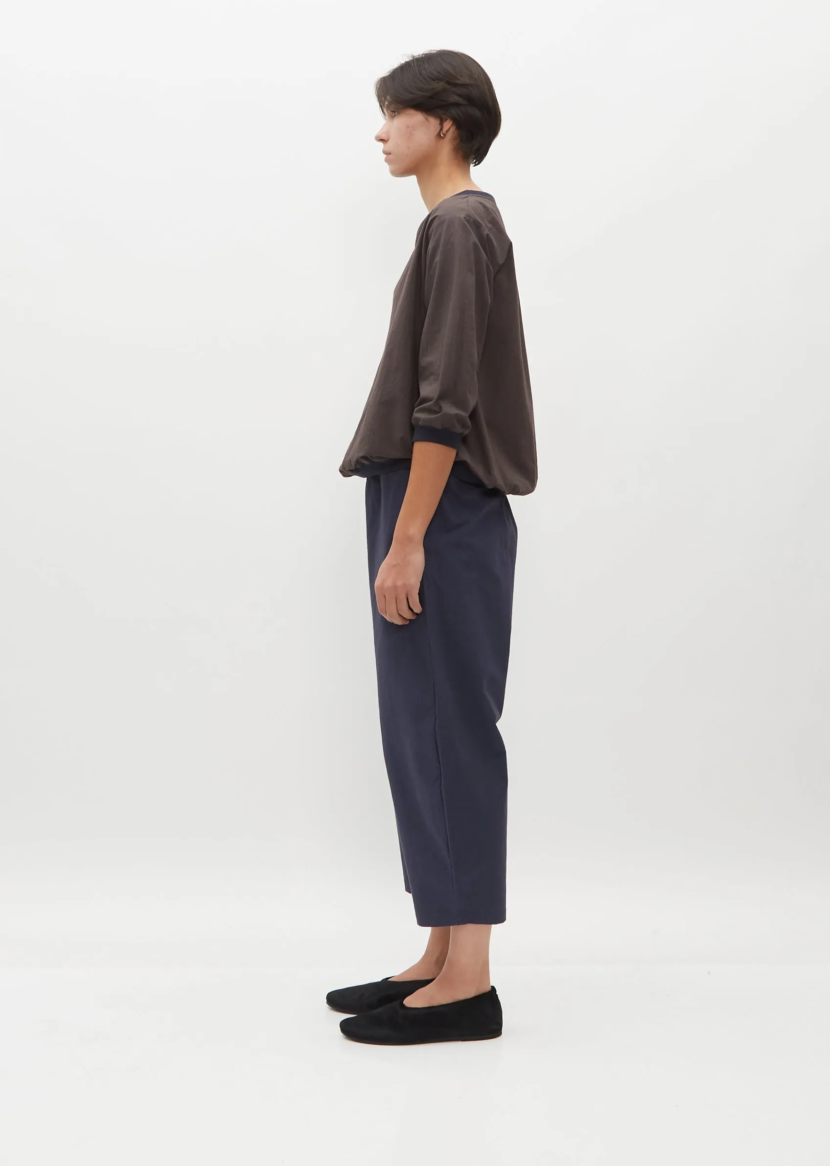 Cropped Balloon Trousers — Blue