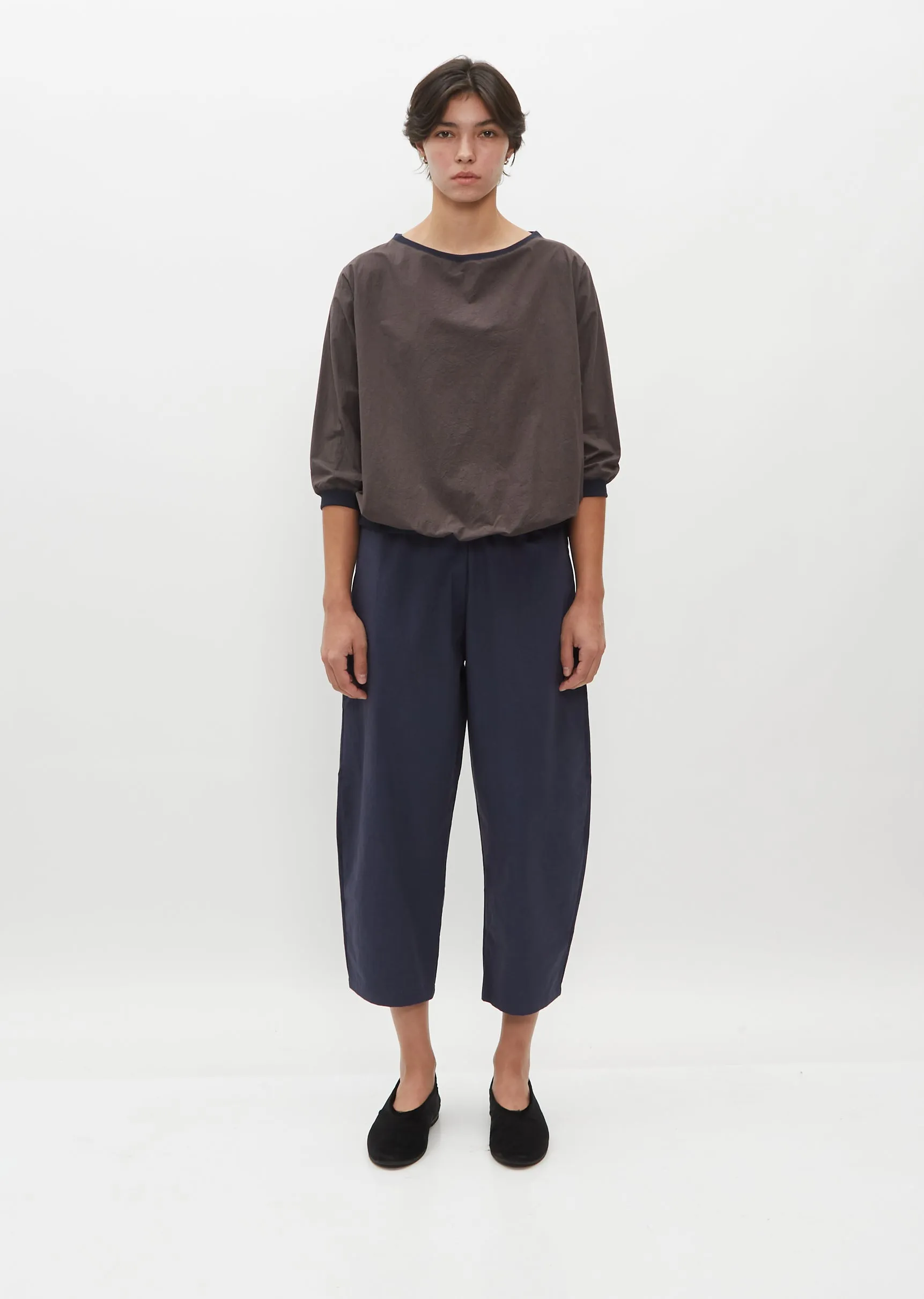 Cropped Balloon Trousers — Blue