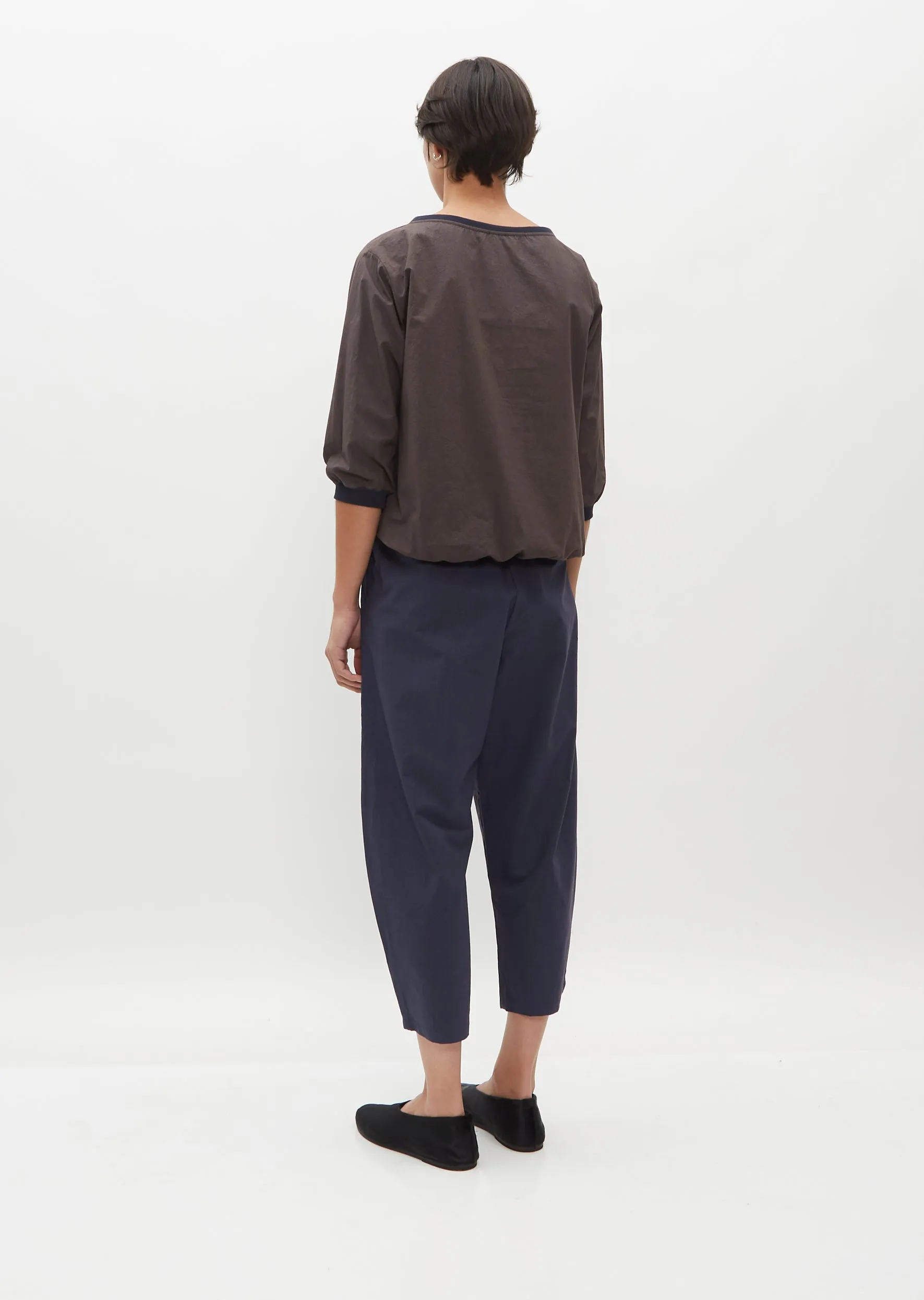 Cropped Balloon Trousers — Blue