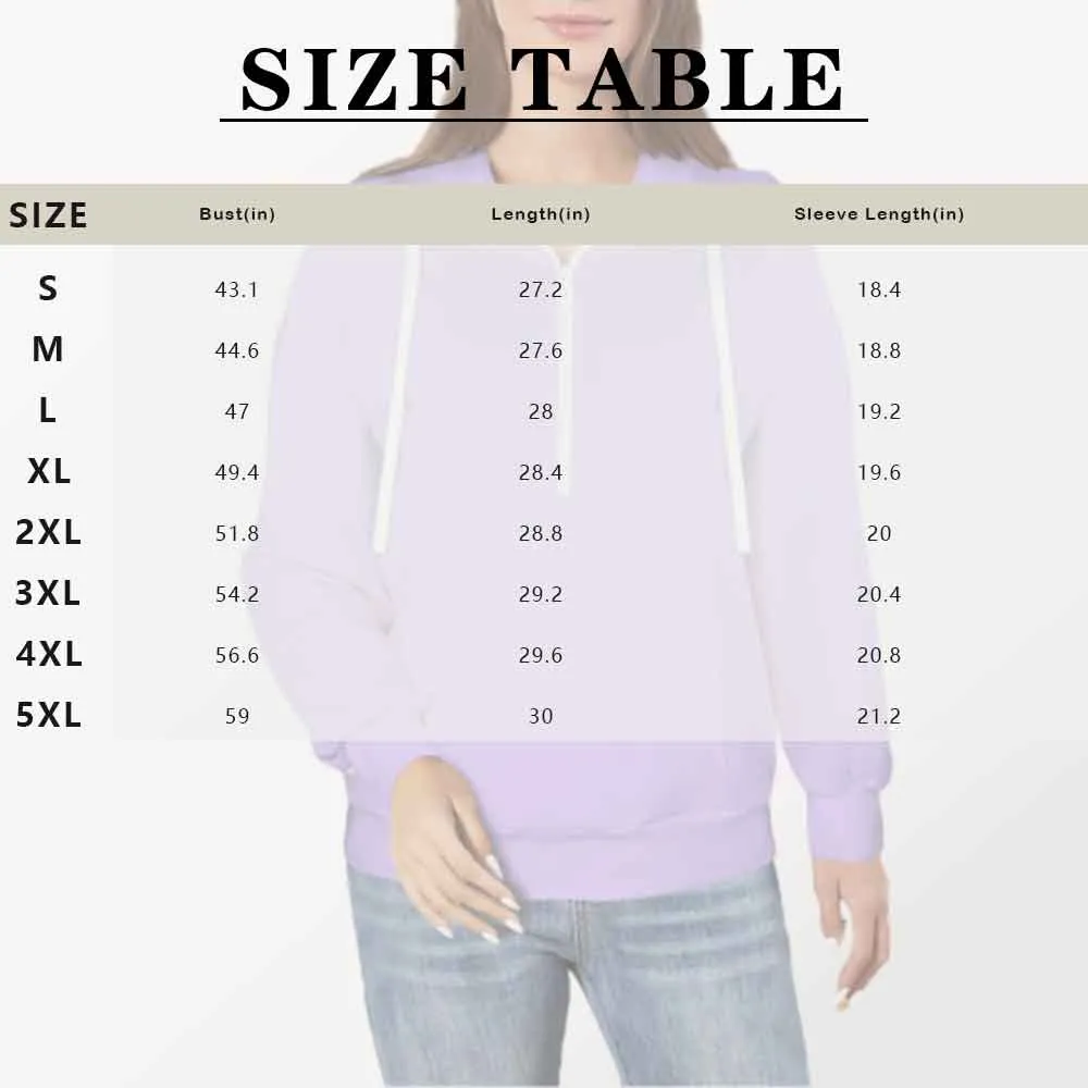 Custom Face Black Women's Lapel Half Zip Pullover Drawstring Sweatshirts Fashion Outfits