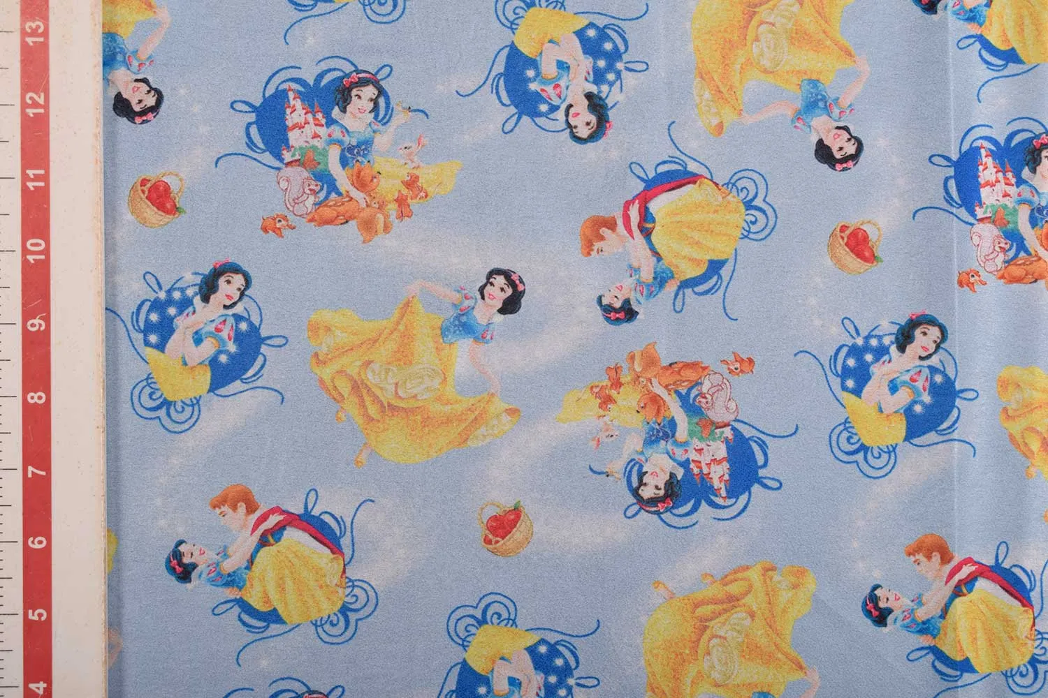 Daisy Blue Printed Satin Fabric