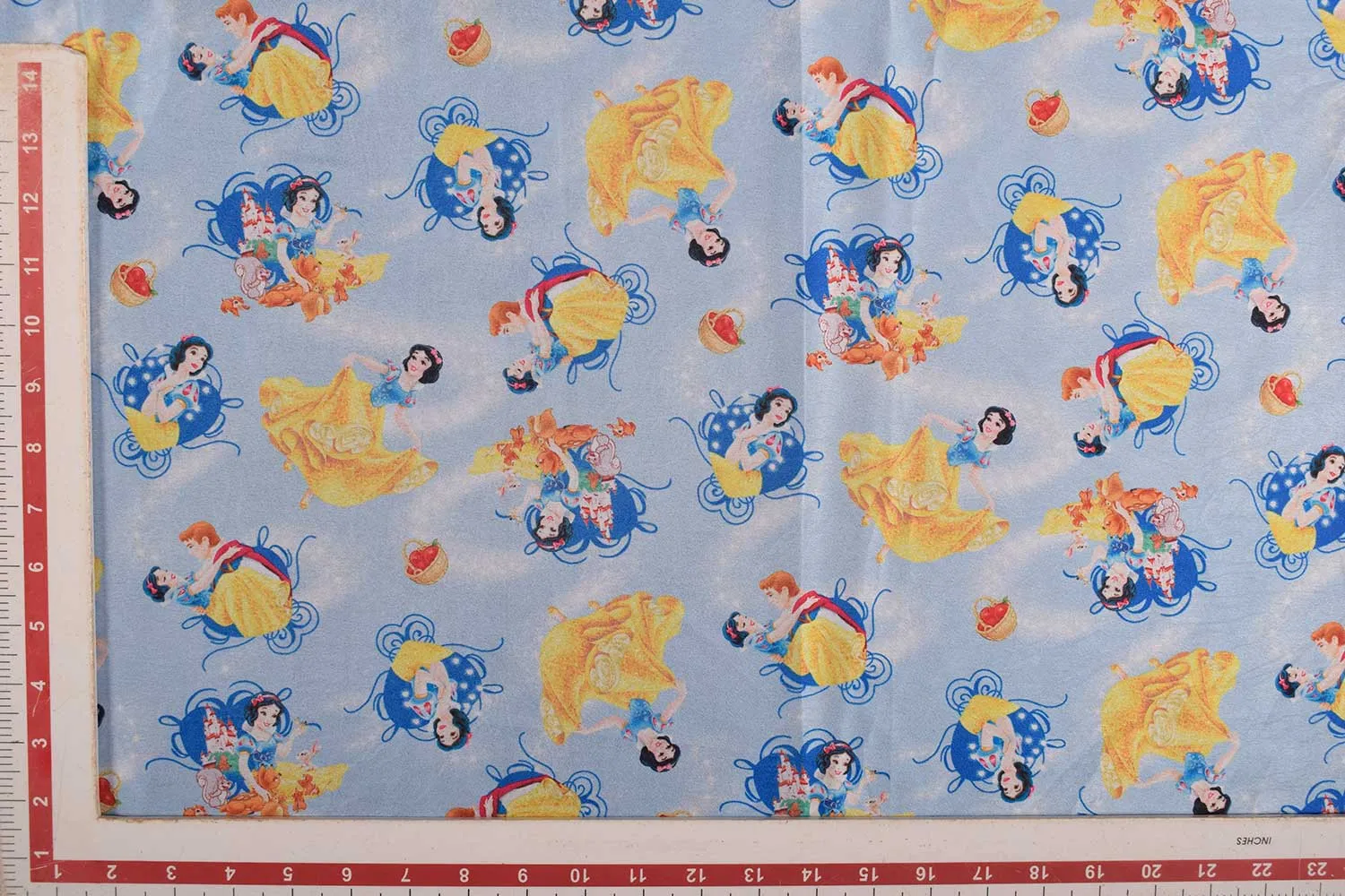 Daisy Blue Printed Satin Fabric