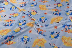 Daisy Blue Printed Satin Fabric