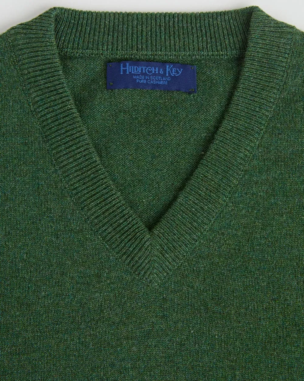 Dark Green V-Neck Cashmere Sweater