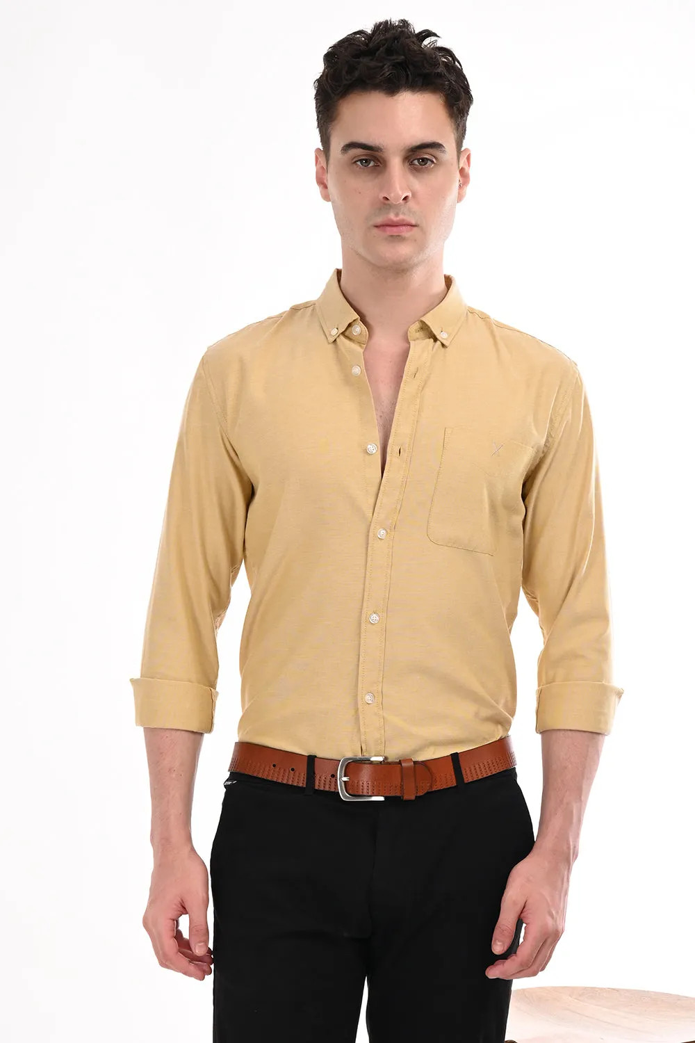 Dark Yellow New Age Oxford Semi Formal Shirt