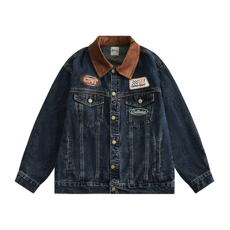 Denim  men's spring and autumn tops loose jacket