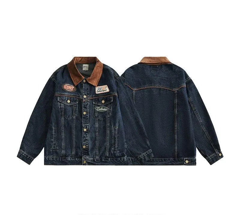 Denim  men's spring and autumn tops loose jacket