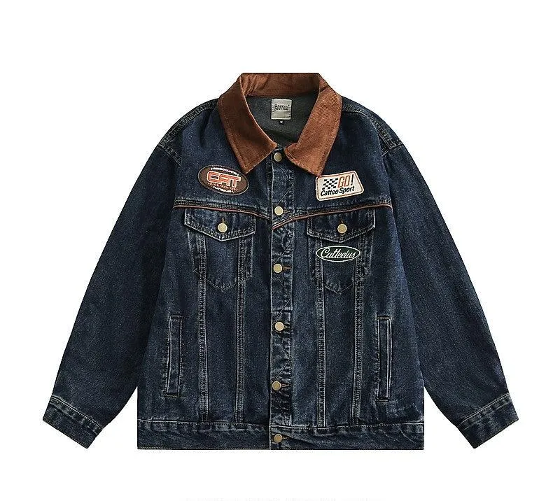 Denim  men's spring and autumn tops loose jacket