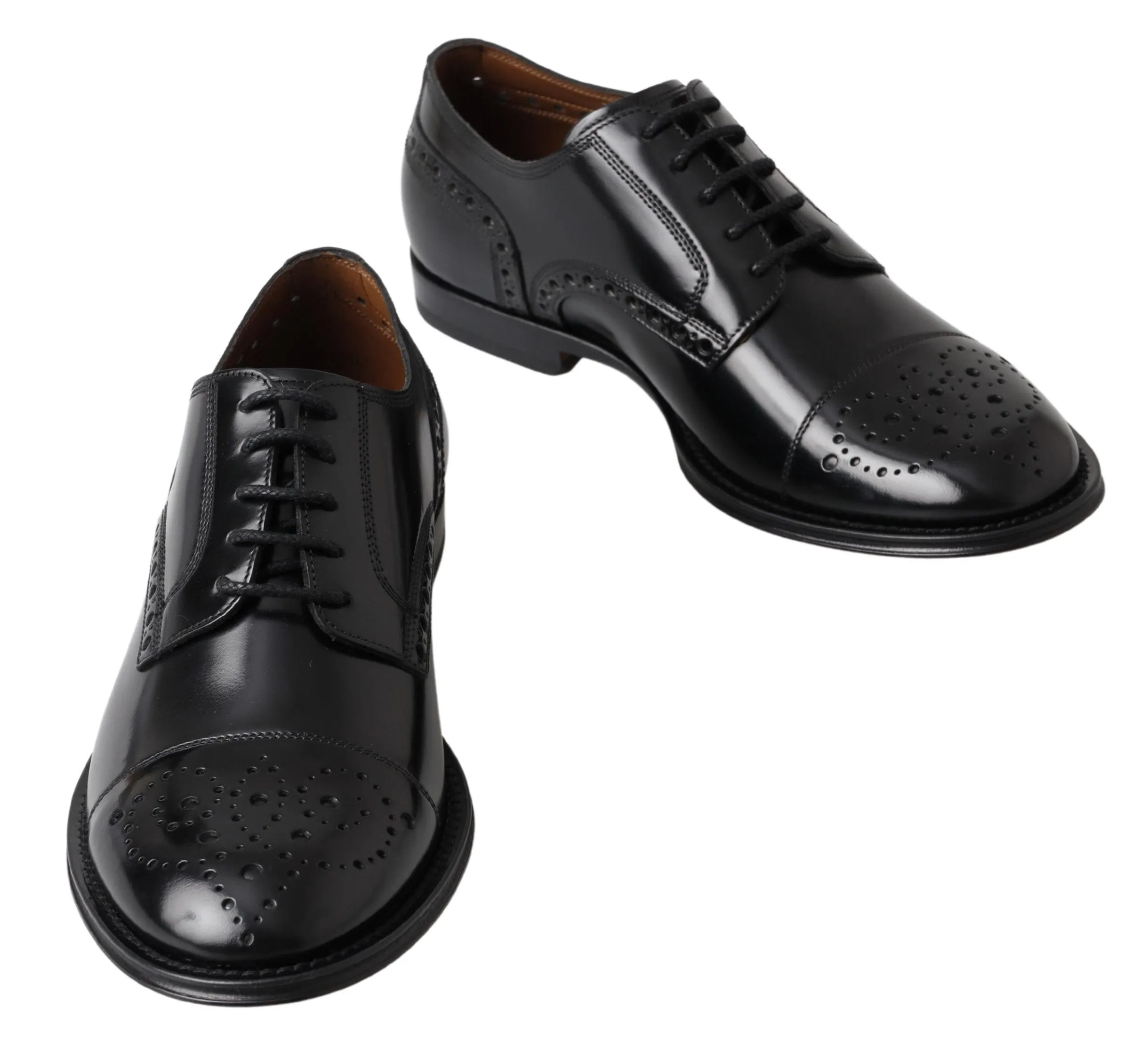 Dolce & Gabbana Elegant Black Leather Oxford Wingtip Shoes