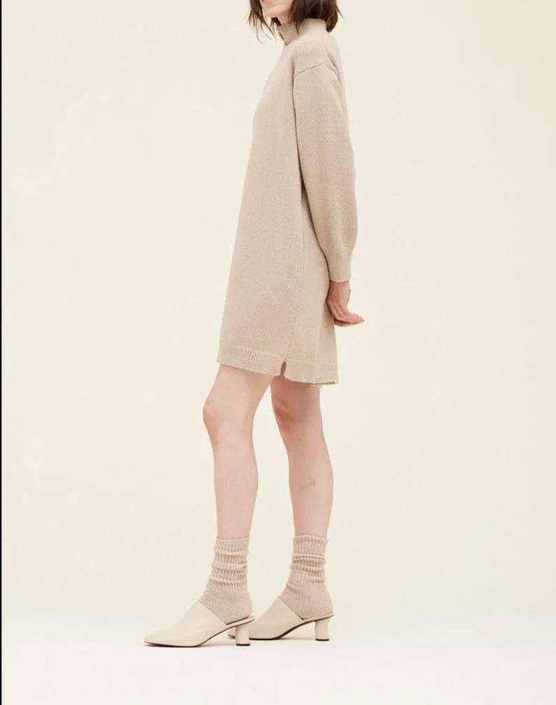 Ecru Neck Detail Sweater Dress