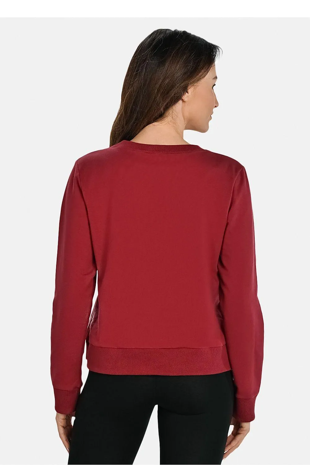 Elegant Maroon Women's Relaxed Fit Pullover Sweatshirt